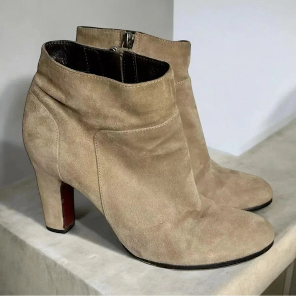Sam Edelman | Salina Suede Ankle 2.5” Heel Boots Side Zip Gray - Picture 1 of 12